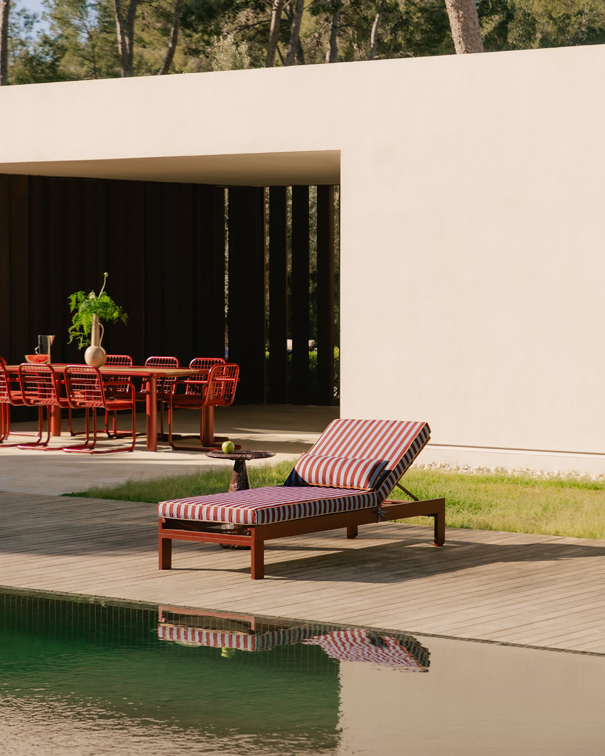 Nouvelle Chaise Longue Inclinable en Aluminium Kreta avec Coussin Rayé, image de la gelerie 2