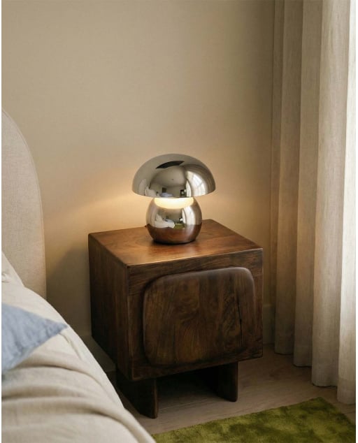 Table de Chevet en Bois de Manguier Avec Rangement (45x41 cm) Orlean