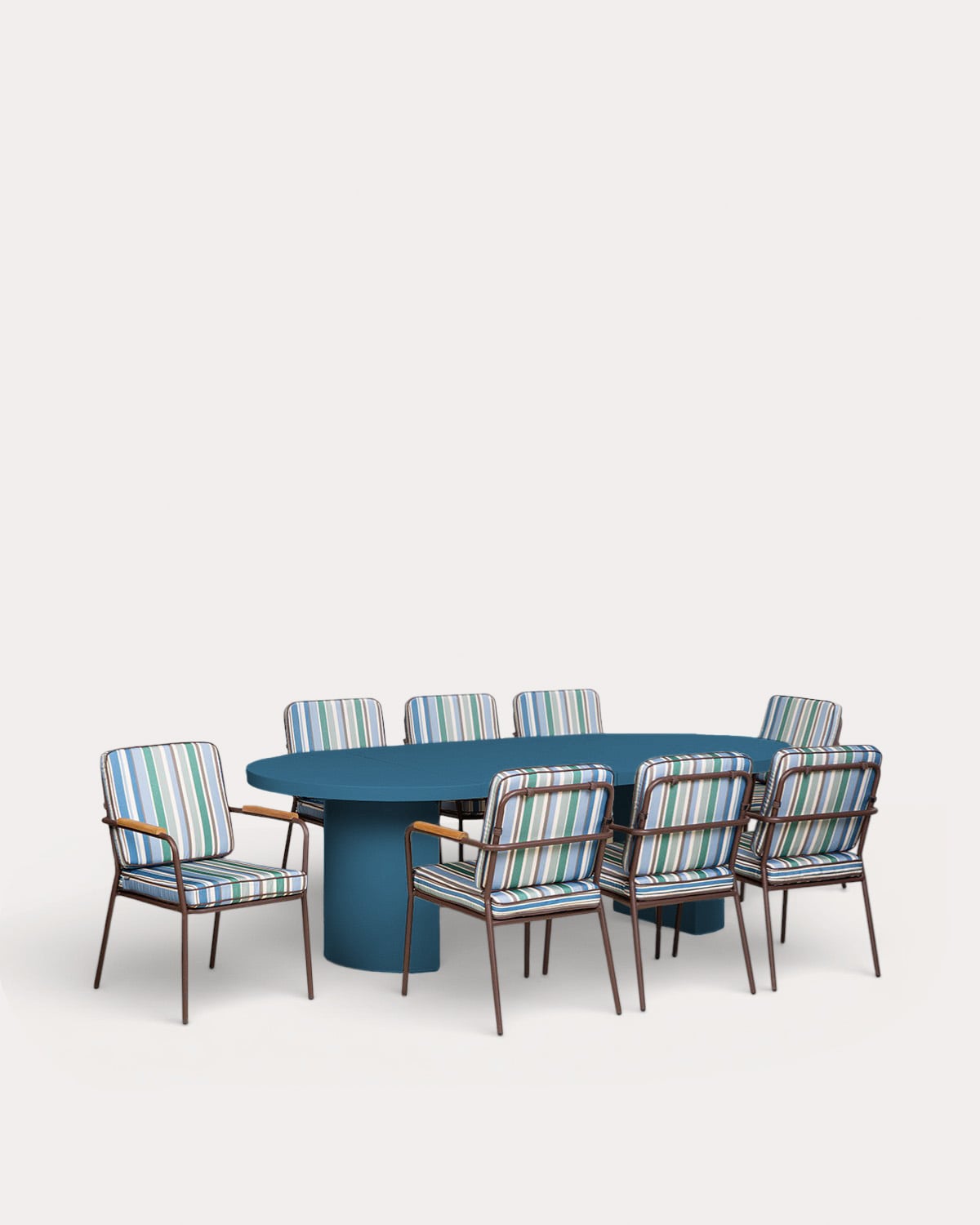 Ensemble Table à Manger Extensible Beca (Ø120-240x120 cm) et 8 Fauteuils en Métal Edimbra, image de la gelerie 1