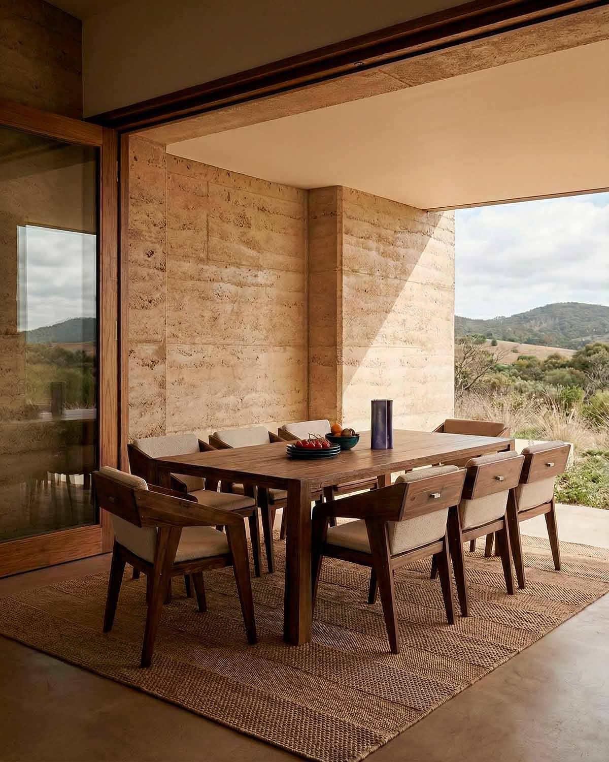 Ensemble Table Rectangulaire (200x100 cm) Brody et 8 Fauteuils en Bois Tanon pour Extérieur, image de la gelerie 2