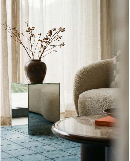 Table d'Appoint Carrée en Verre (40x40 cm) Ninel