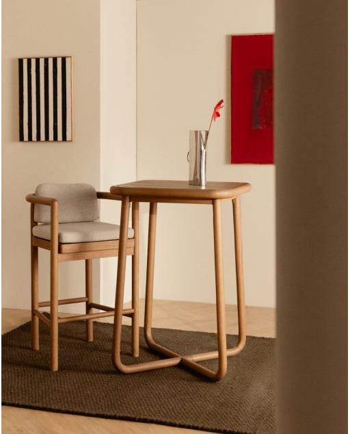 Table Haute Carrée en Bois d'Eucalyptus (70x70 cm) Elnes
