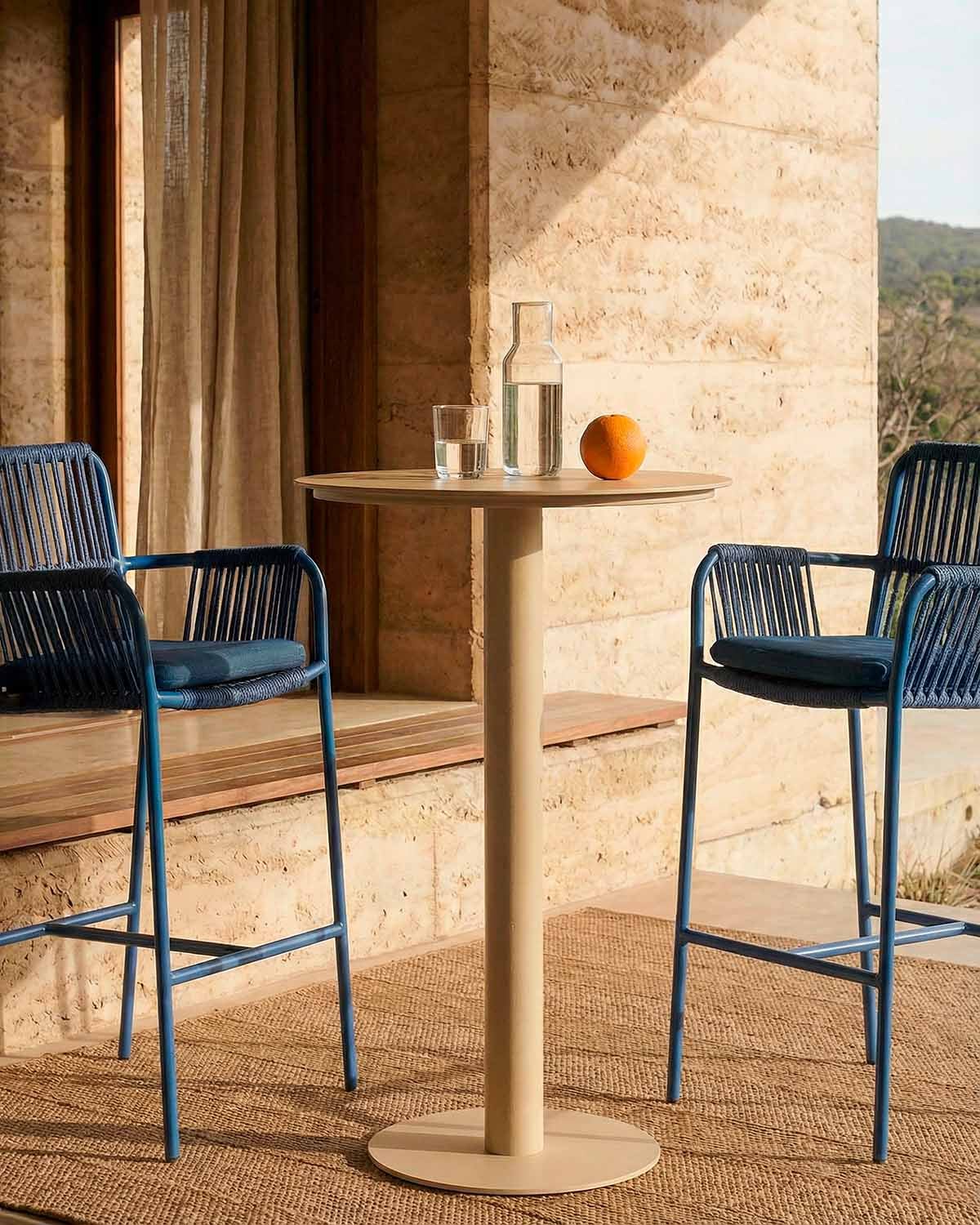 Table Haute d'Extérieur Ronde en Métal (Ø70 cm) Banon, image de la gelerie 2