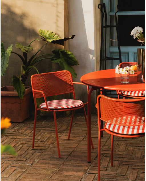 Chaise d'Extérieur avec Accoudoirs en Métal Dorothea