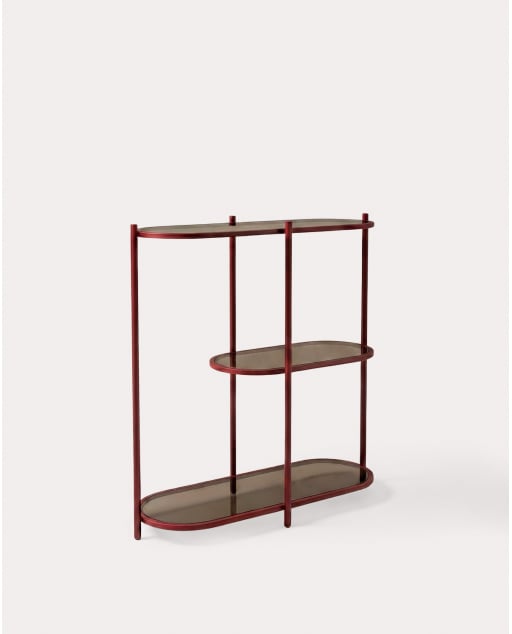 Étagère en Métal et Verre Trempé (80x85 cm) Yerry - Rouge Tinto