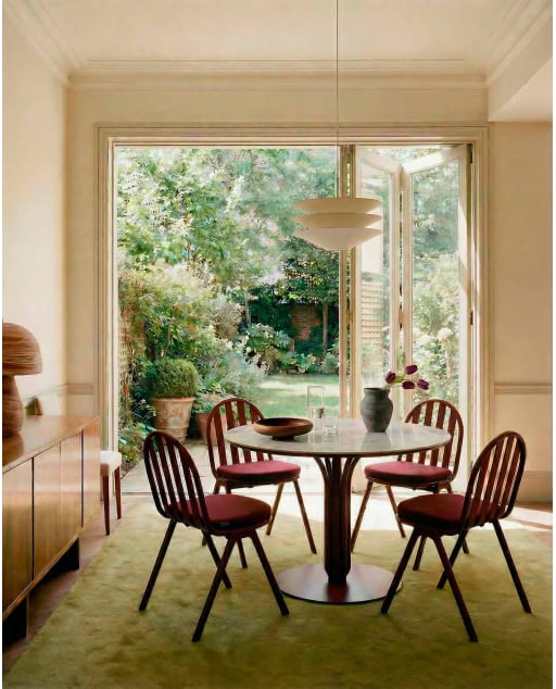 Ensemble Table Ronde (Ø120 cm) et 4 Chaises de Salle à Manger en Métal et Verre Trempé Llibet