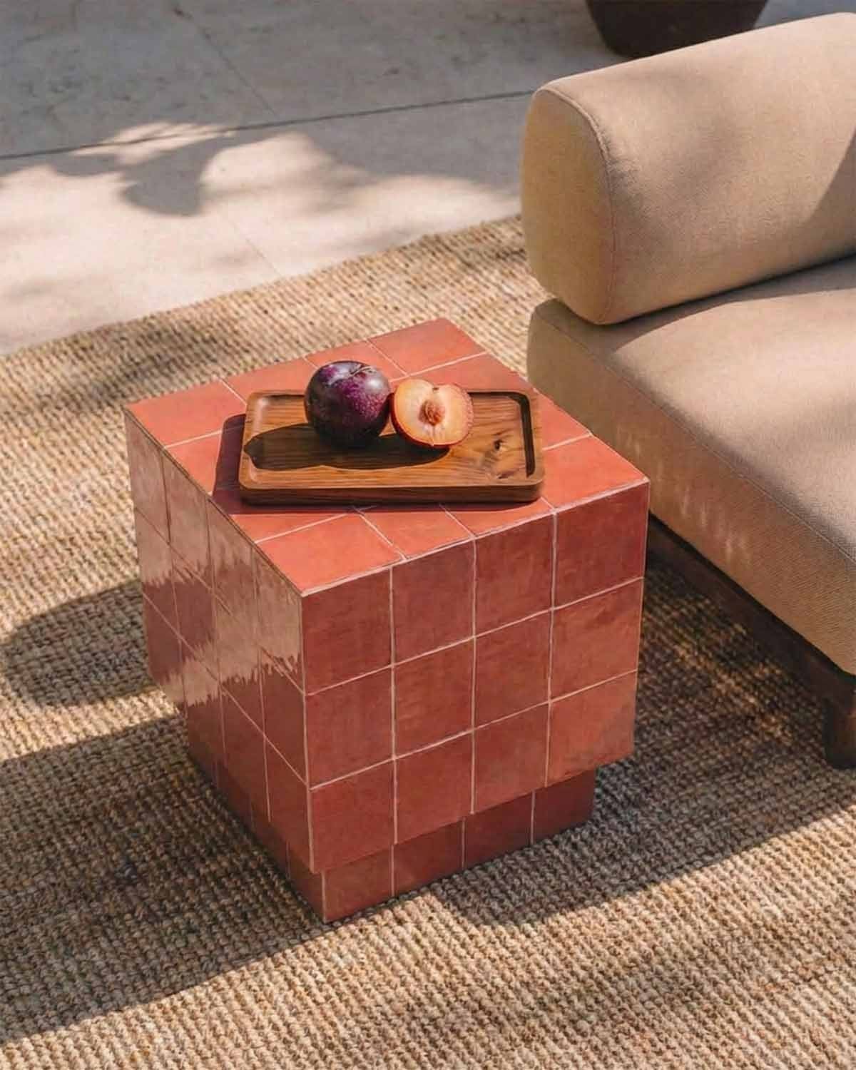 Table d'Appoint Carrée d'Extérieur en Céramique et Béton (40x40 cm) Nilsi, image de la gelerie 2