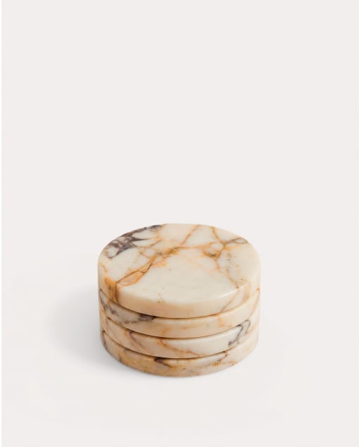 Set de 4 Sous-Verres Ronds en Marbre (Ø10 cm) Minao