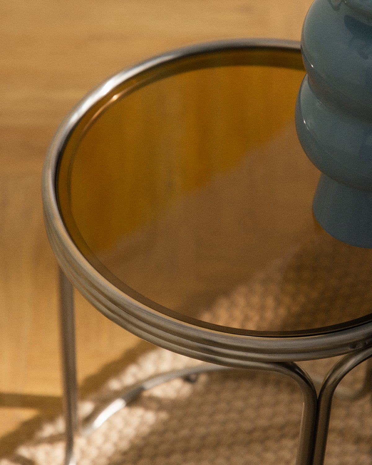 Table d'Appoint Ronde en Métal et Verre Trempé (Ø40 cm) Massia, image de la gelerie 3