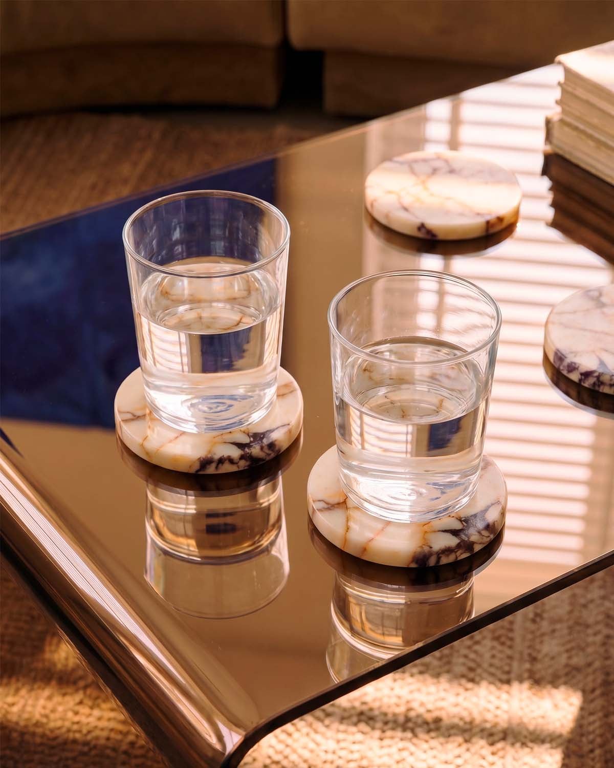 Set de 4 Sous-Verres Ronds en Marbre (Ø10 cm) Minao, image de la gelerie 2