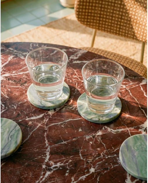 Set de 4 Sous-Verres Ronds en Marbre (Ø10 cm) Minao