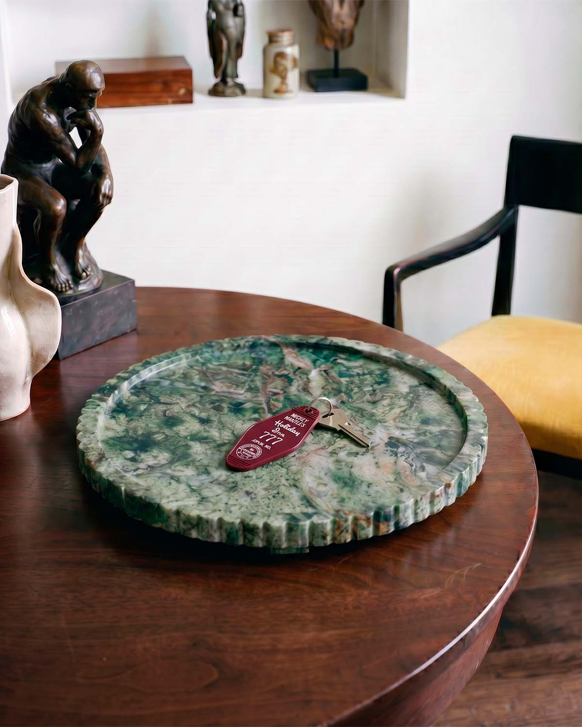 Plateau Décoratif Rond en Marbre Todra, image de la gelerie 2