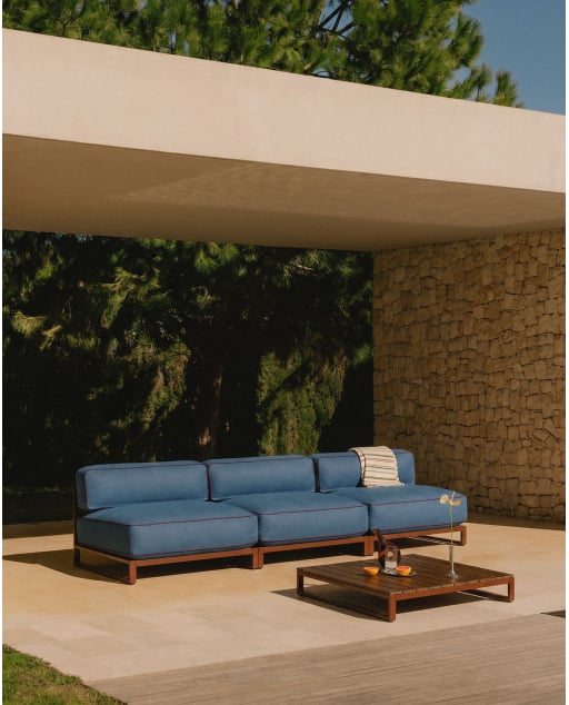 Canapé de Jardin Modulaire 3 Pièces avec Module Central en Métal et Tissu Kristen