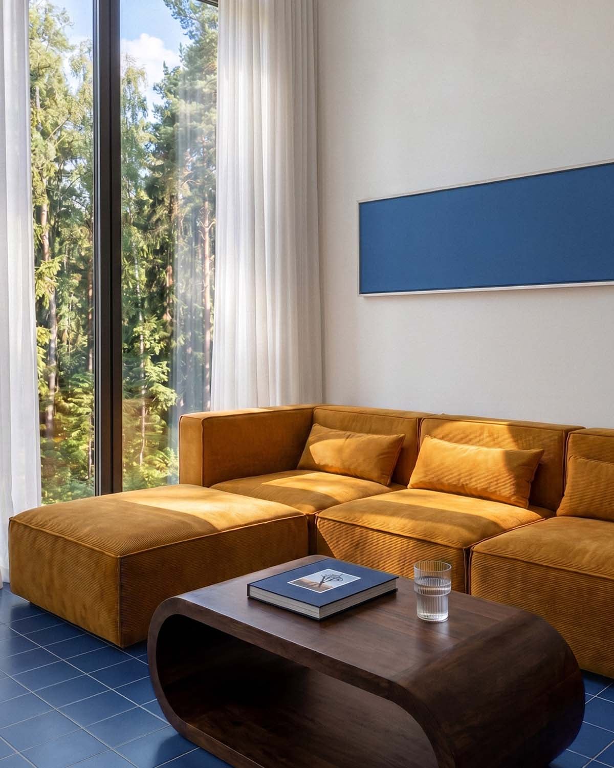 Canapé d'Angle Modulaire Kilhe 3 Pièces avec 2 Fauteuils et Pouf en Velours Côtelé, image de la gelerie 2