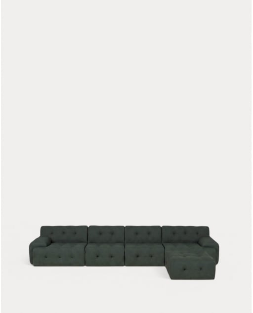 Canapé Modulaire Sous Vide 4 Pièces avc 2 Modules d’Angle, 2 Modules Centraux et Pouf en Tissu Nahual