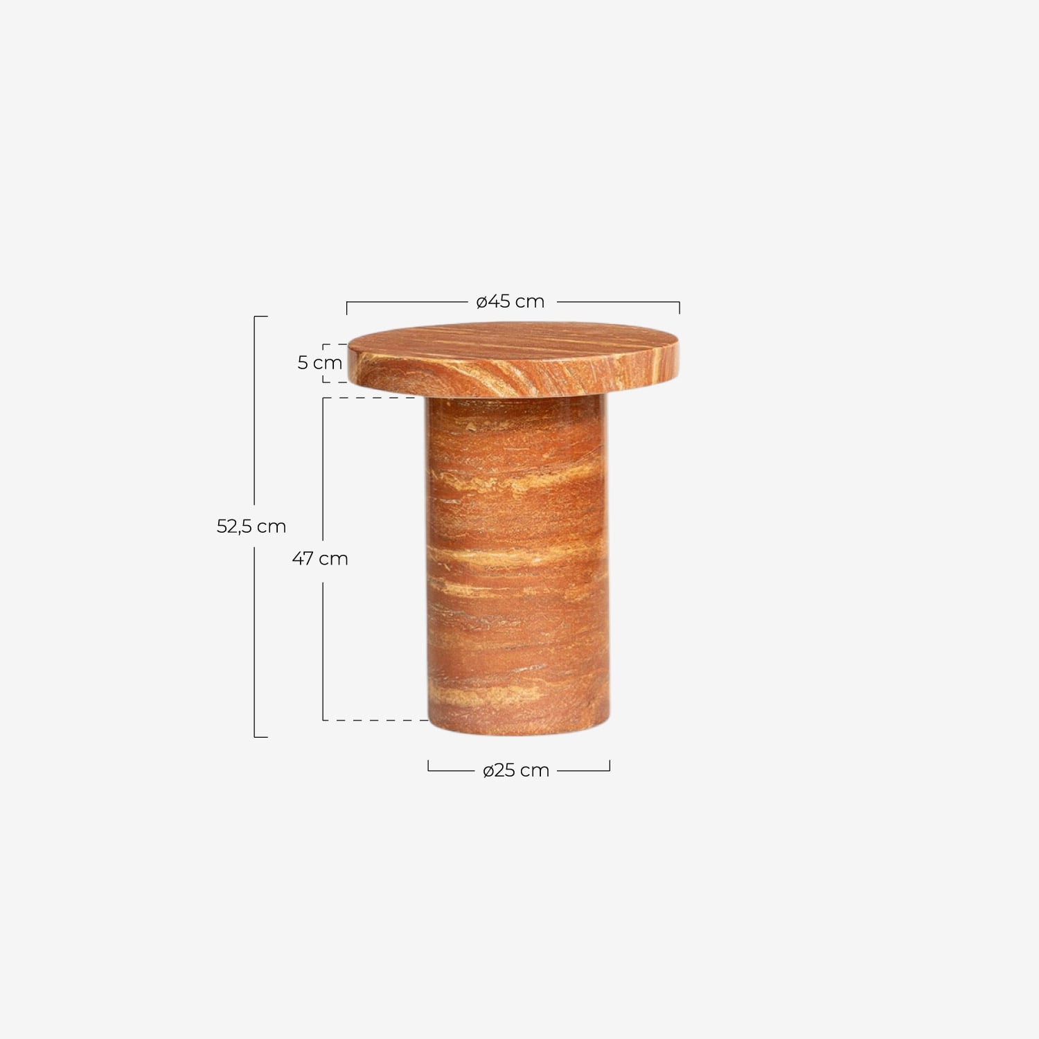 Table d'Appoint Ronde d'Extérieur en Béton (Ø45 cm) Mathis, dimensions