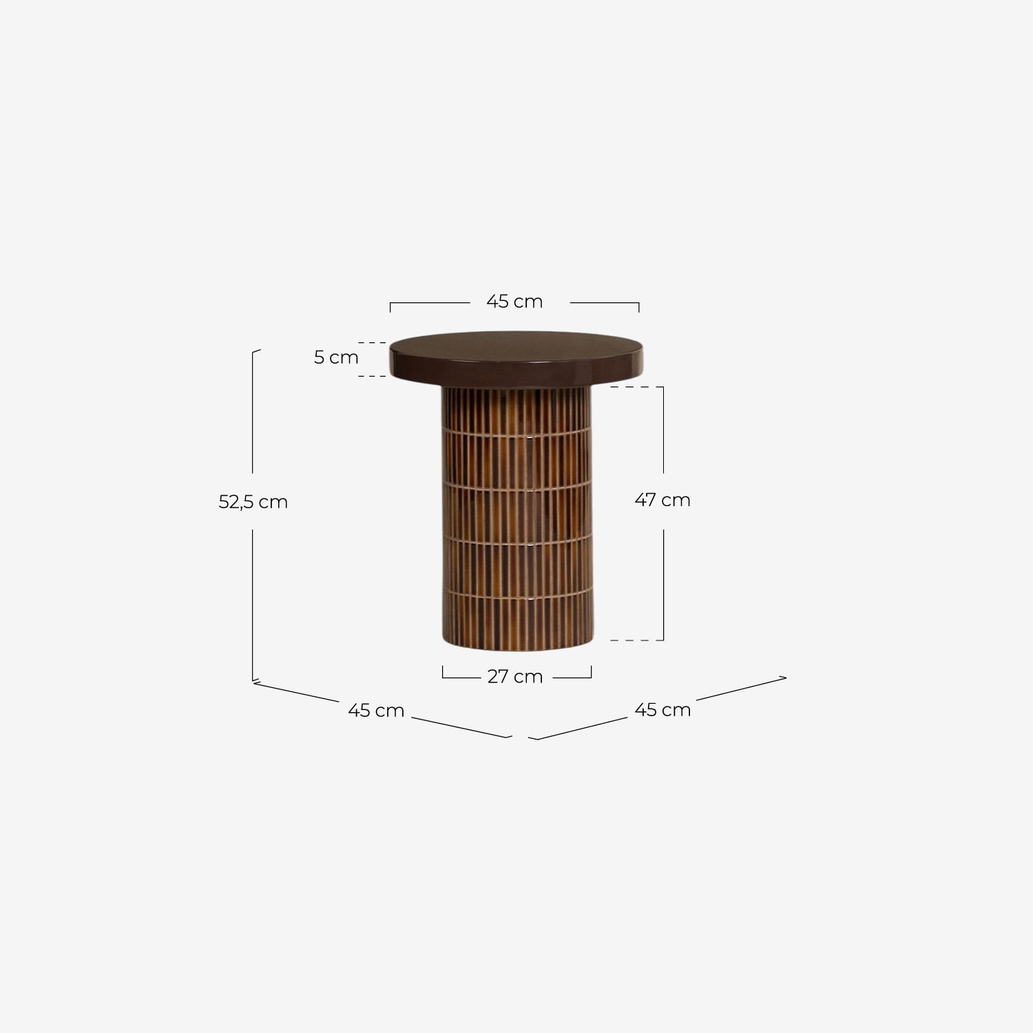 Table d'Appoint Ronde d'Extérieur en Ciment (Ø45 cm) Banus, dimensions