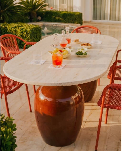 Table Ovale d'Extérieur en Ciment (245x110 cm) Uxue