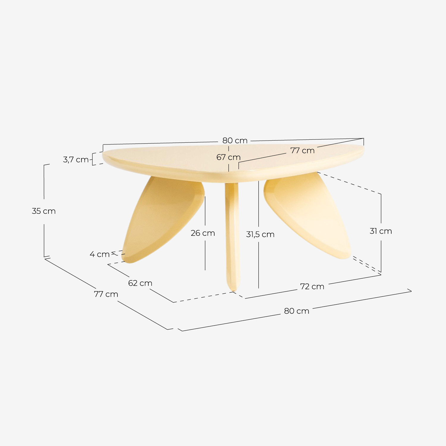Table d'Appoint en Bois (80x77 cm) Saideah, dimensions