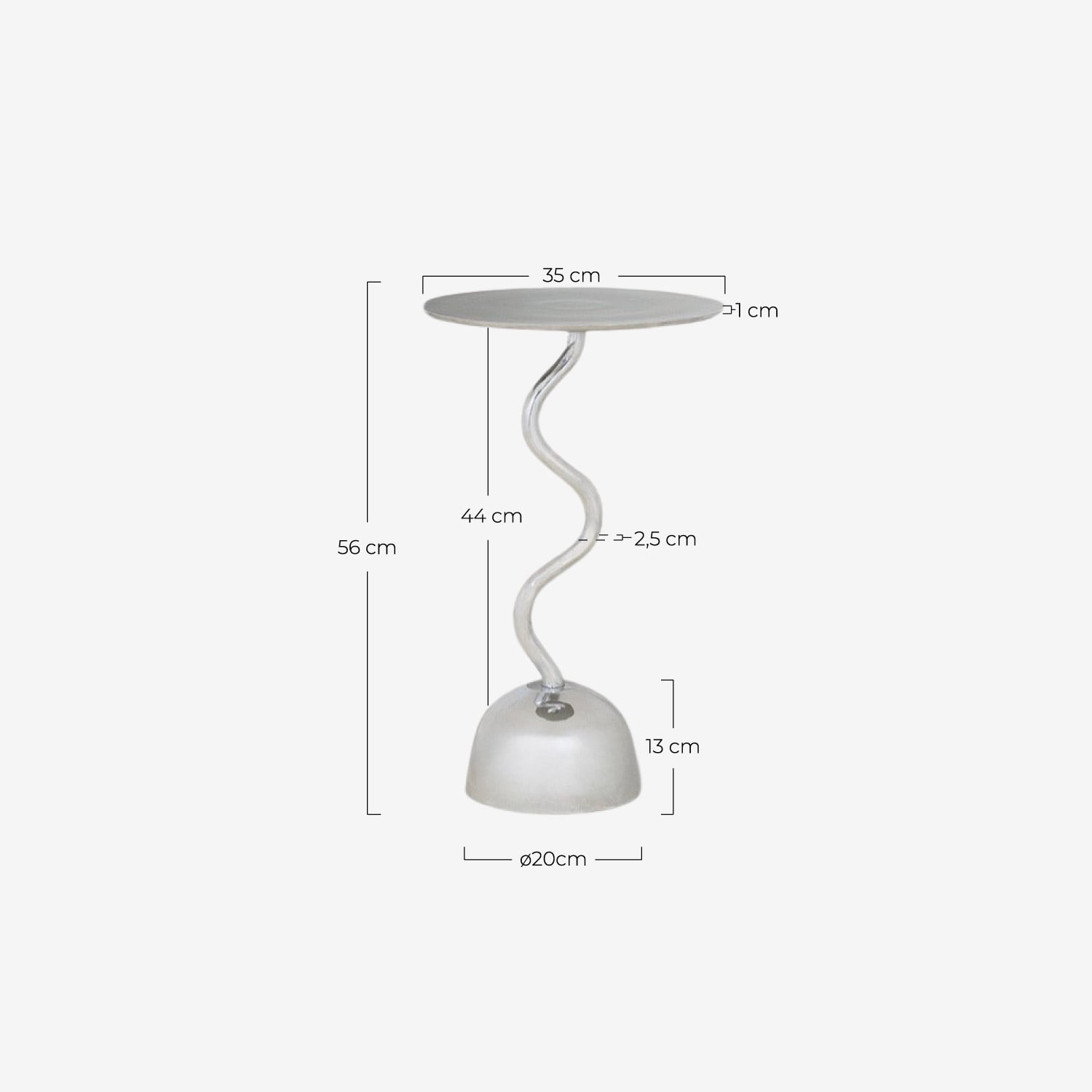 Table d'Appoint Ronde en Métal (Ø35 cm) Tetiam, dimensions