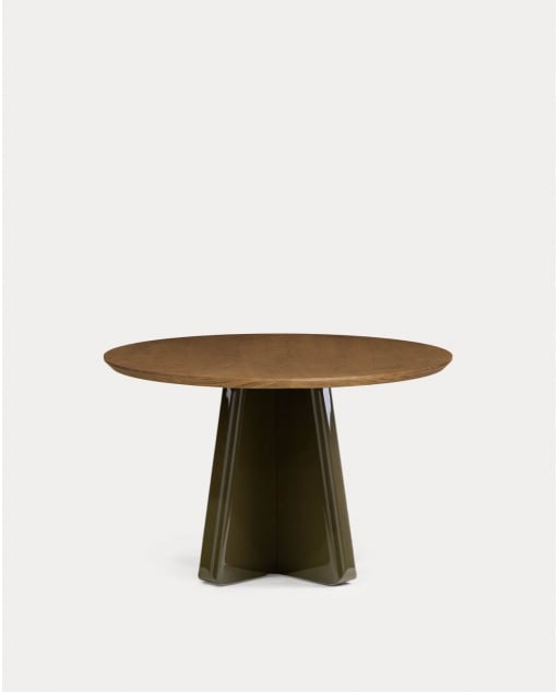 Table à Manger Ronde en Bois (Ø120 cm) Roxenna - Vert Nori