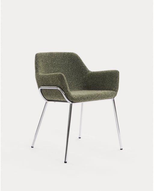 Chaise de Salle à Manger avec Accoudoirs en Tissu et Métal Oisin