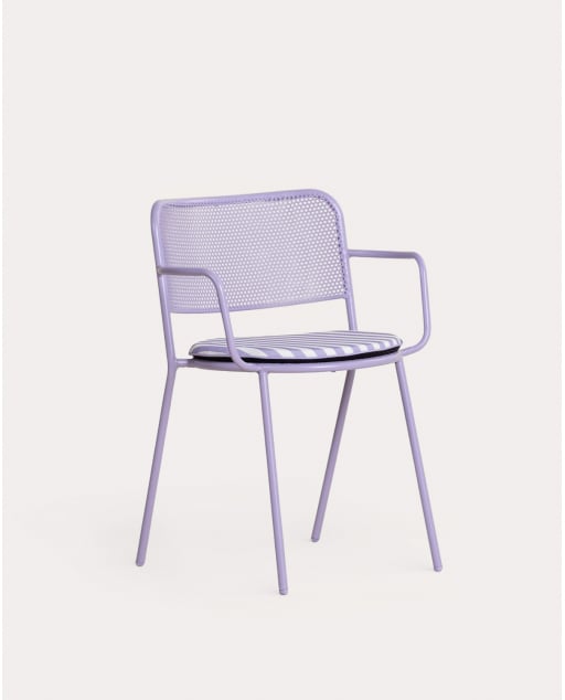 Chaise d'Extérieur avec Accoudoirs en Métal Dorothea - Violet Purple