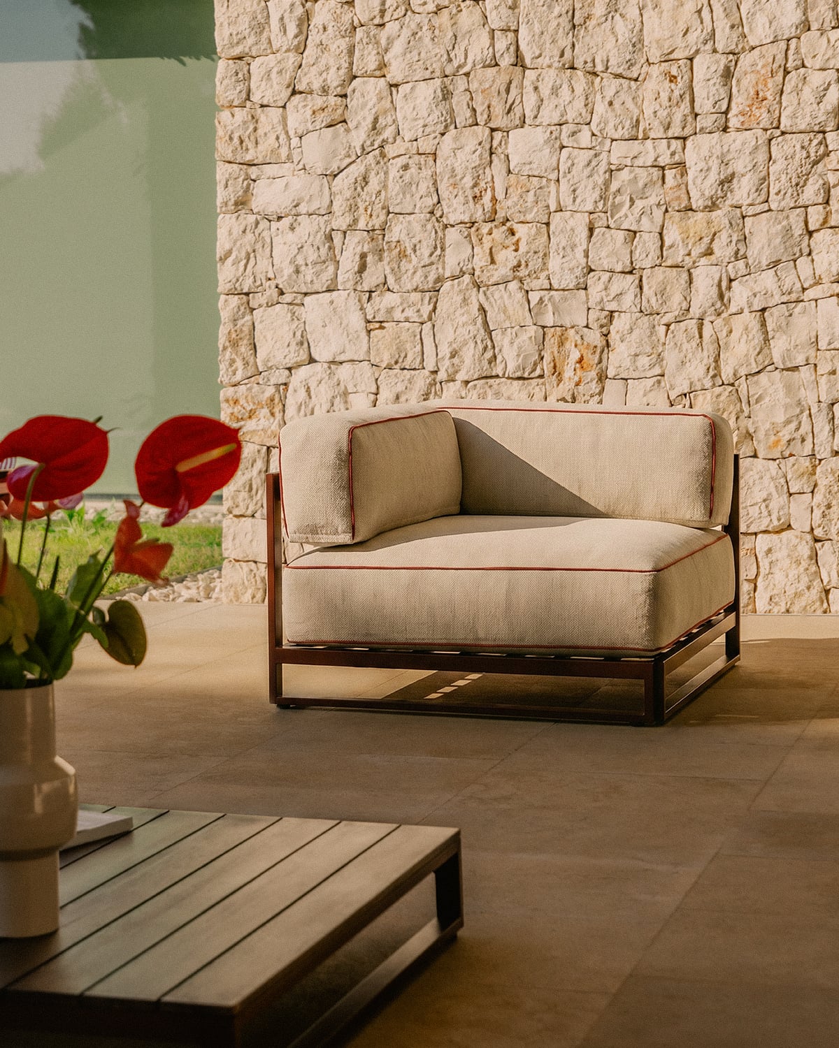 Module d'Angle de Jardin en Métal et Tissu pour Canapé Modulaire Kristen, image de la gelerie 2