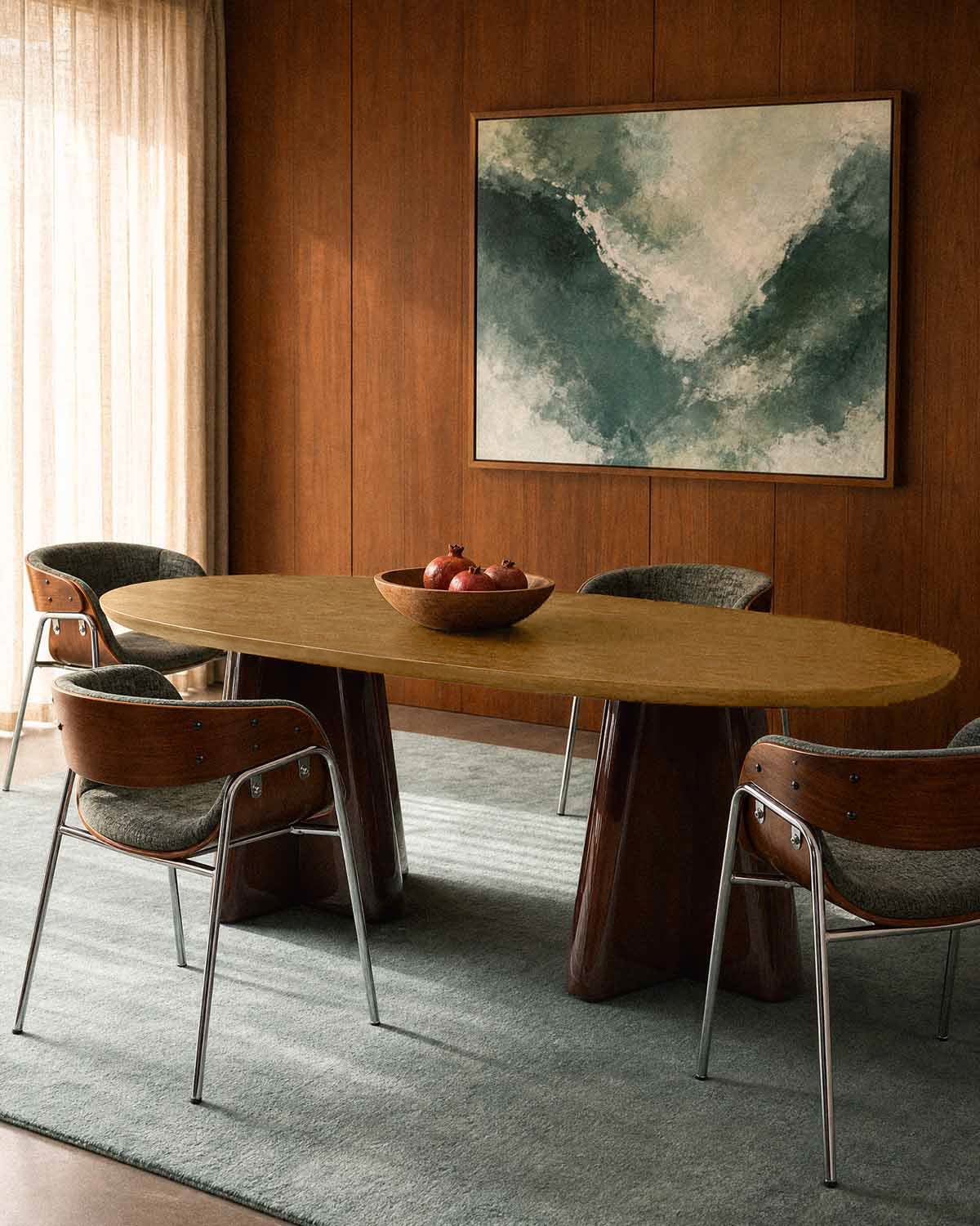 Table de Salle à Manger Ovale en Bois (220x110 cm) Roxenna, image de la gelerie 2