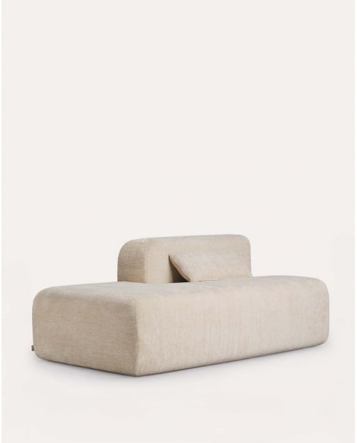 Module chaise longue gauche en tissu sous vide pour canapé modulaire Rhys - Beige Seashell