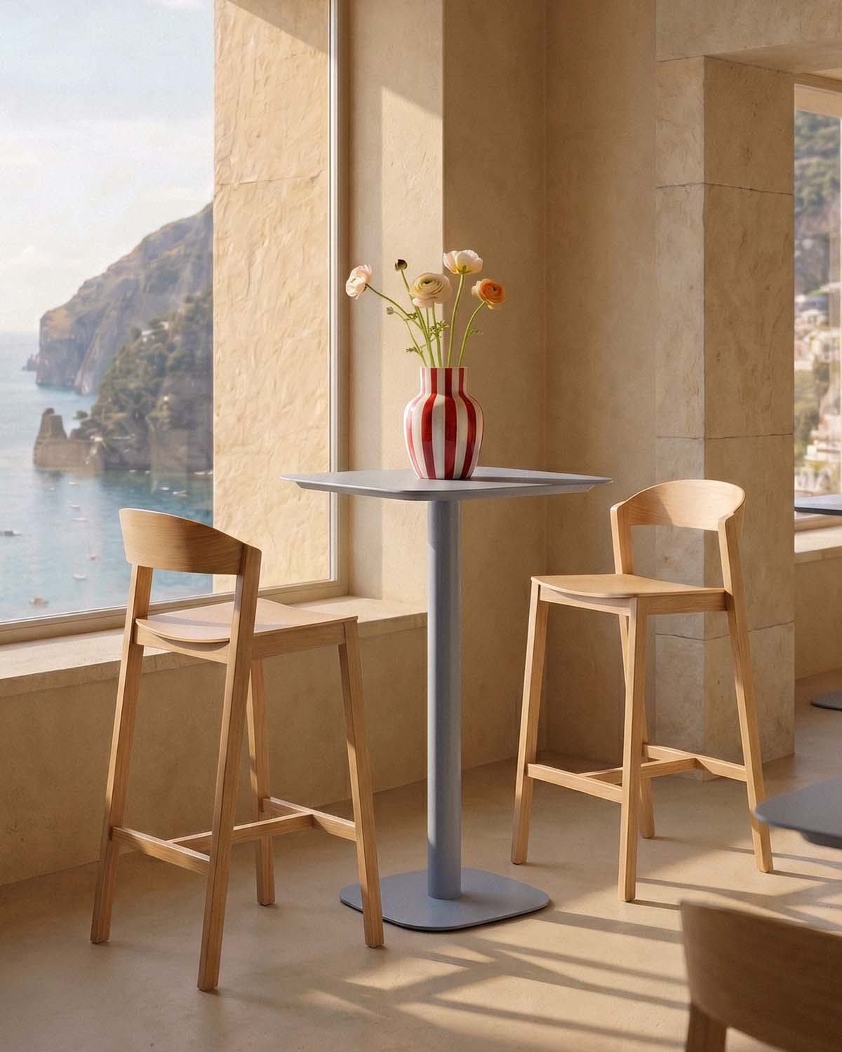 Table haute carrée 70x70 cm en métal Zoilo, image de la gelerie 2