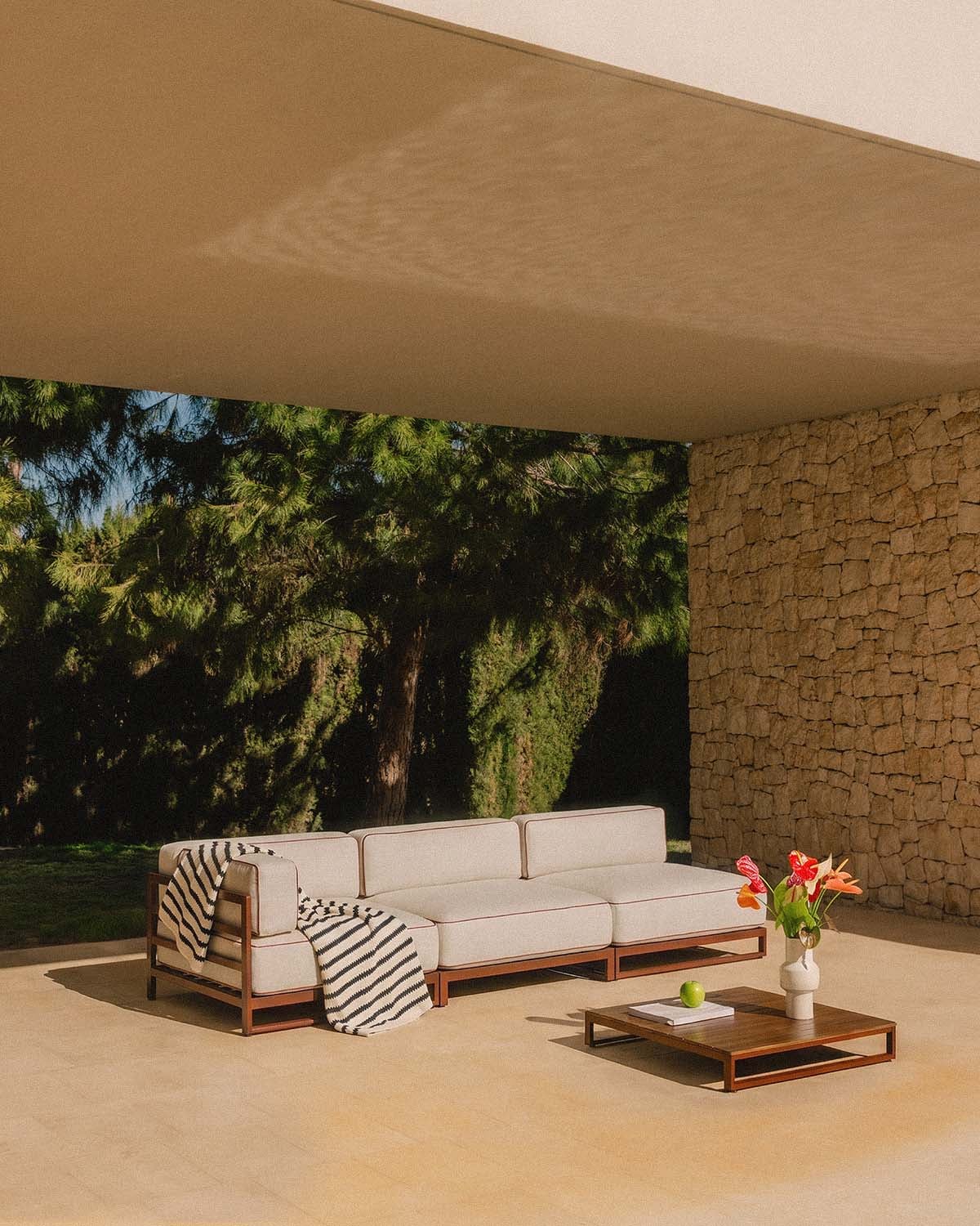 Canapé de Jardin Modulaire 3 Pièces Module d’Angle et 2 Modules Centraux Métal et Tissu Kristen, image de la gelerie 2