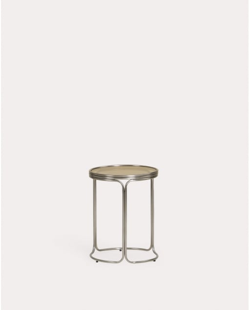 Table d'Appoint Ronde en Métal et Verre Trempé (Ø40 cm) Massia