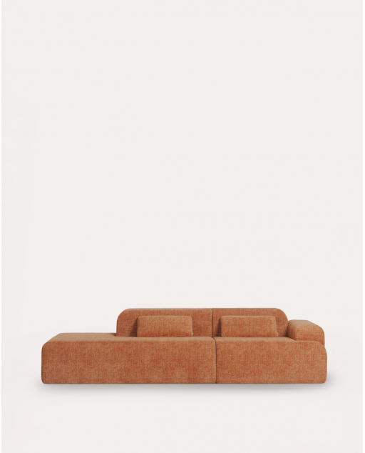Canapé modulaire 2 pièces sous vide avec module chaise longue et module d'angle en tissu Rhys