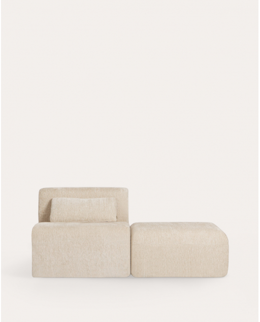 Fauteuil modulaire sous vide avec module pouf en tissu Rhys - Beige Seashell