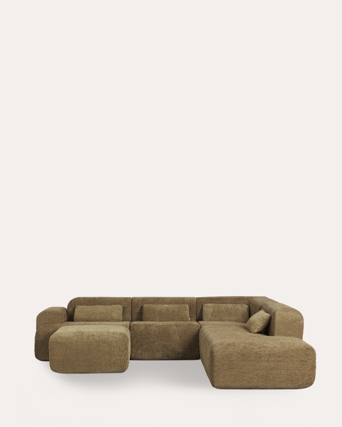 Canapé Modulaire 4 Pièces Emballé sous Vide avec Modules d'Angle, Module Central, Module Méridienne et Module Pouf en Tissu Rhys, image de la gelerie 1