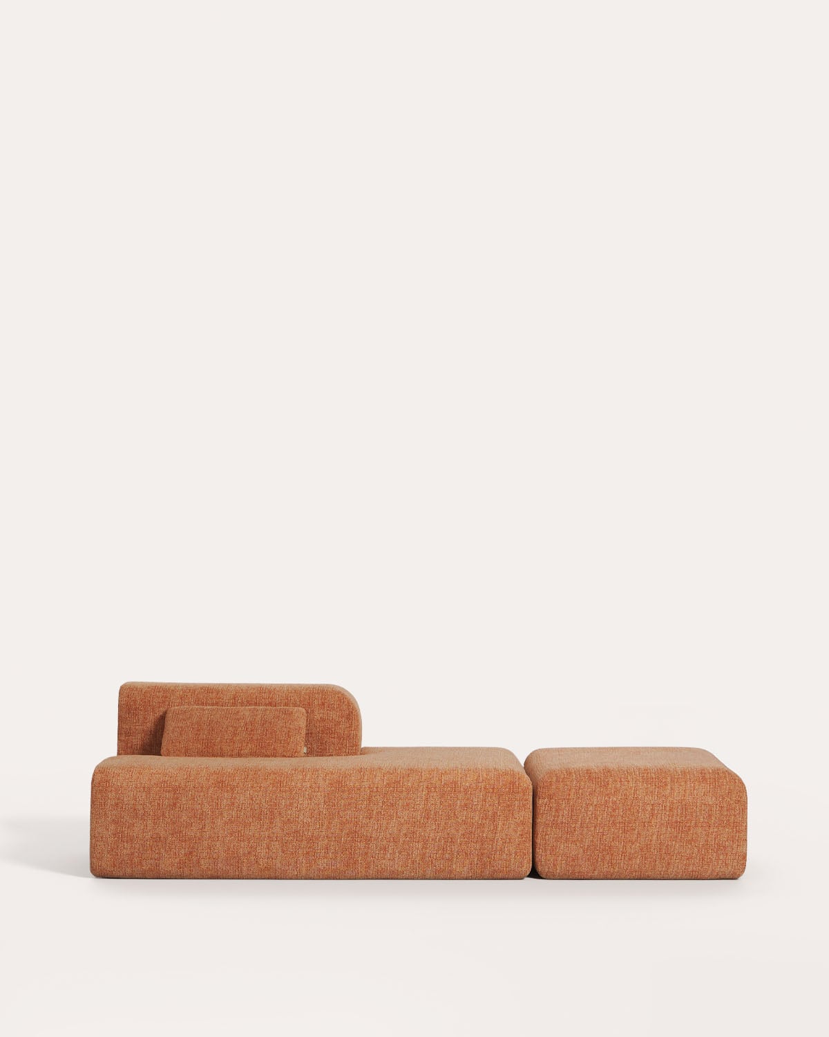 Canapé Méridienne Modulaire Emballé sous Vide avec Pouf en Tissu Rhys