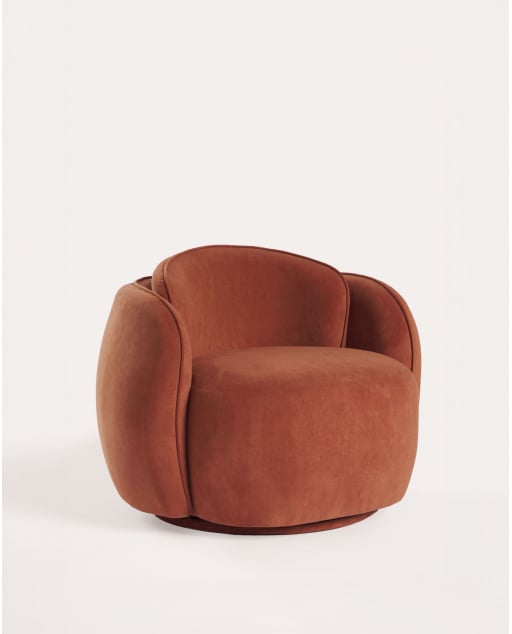 Fauteuil pivotant en tissu Rogan - Rouge Brick