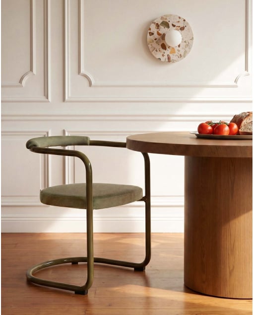 Chaise de Salle à Manger en Métal et Tissu Aryo