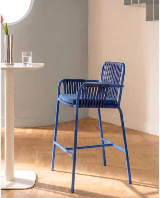 Tabouret Haut en Métal et Corde (75 cm) Drian
