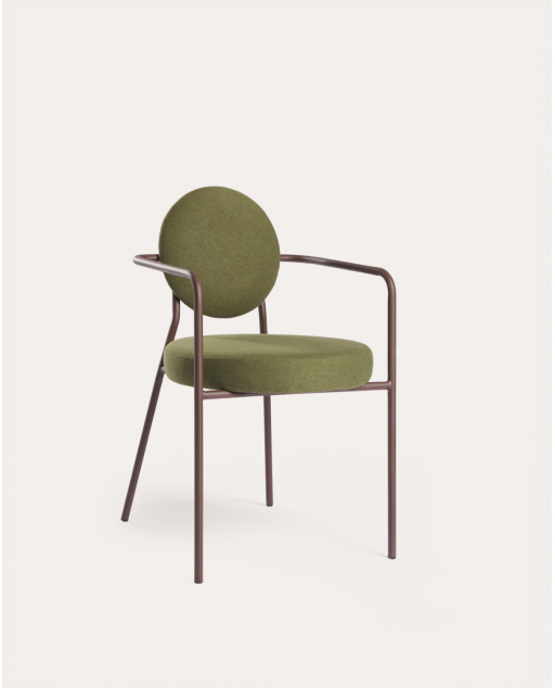 Chaise de salle à manger avec accoudoirs en métal et tissu Polke