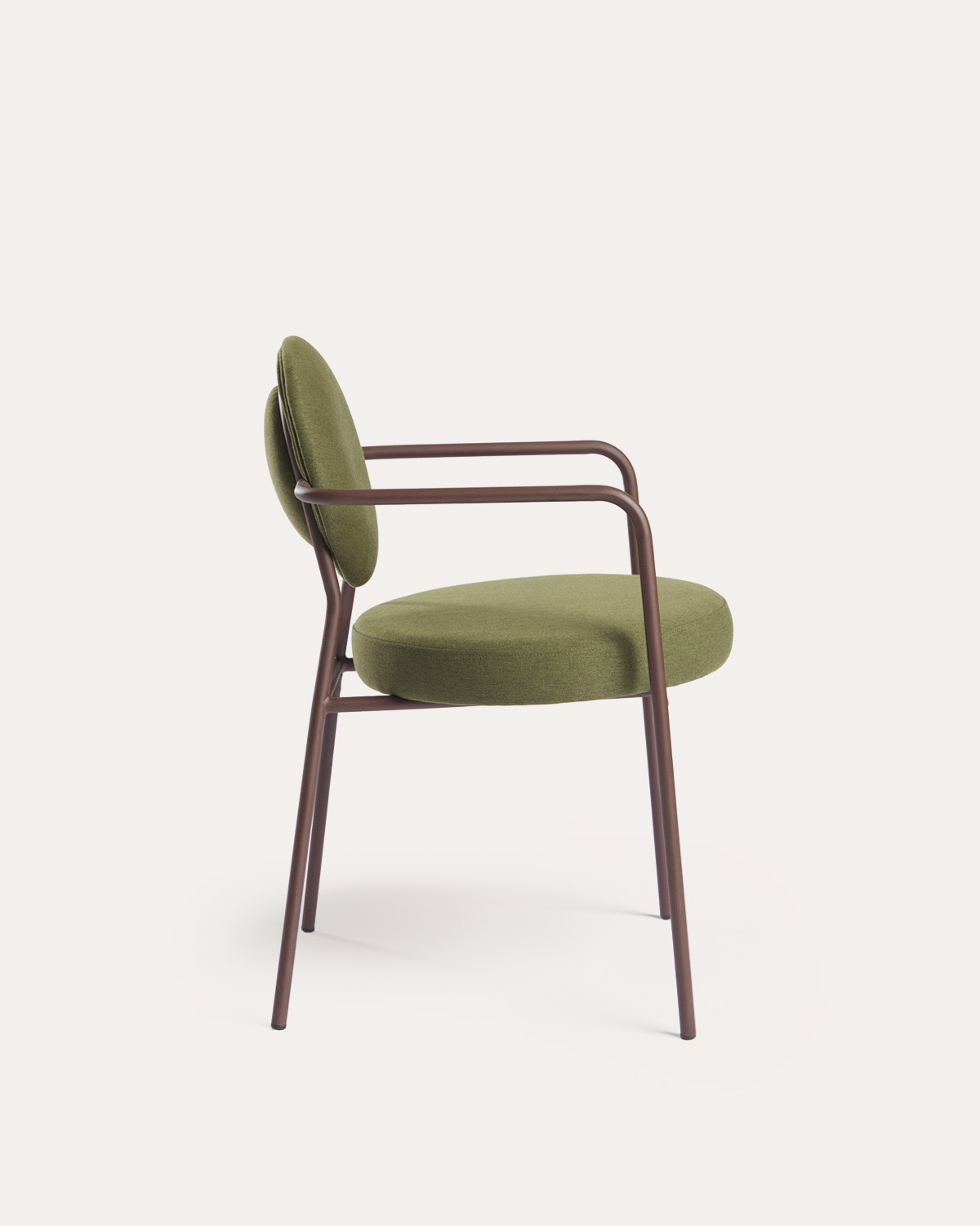 Chaise de salle à manger avec accoudoirs en métal et tissu Polke, image de la gelerie 4