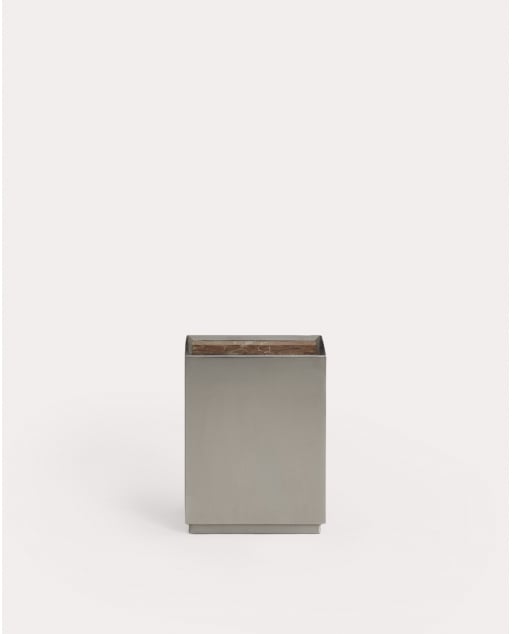 Table d'Appoint Carrée en Acier Inoxydable et Marbre (35x35 cm) Imogen