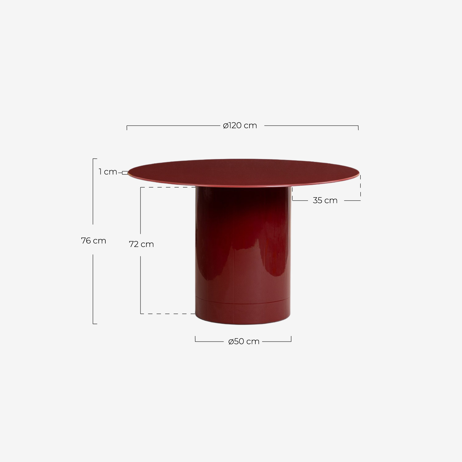 Table de Salle à Manger Ronde en Berre et Bois (Ø120 cm) Merne, dimensions