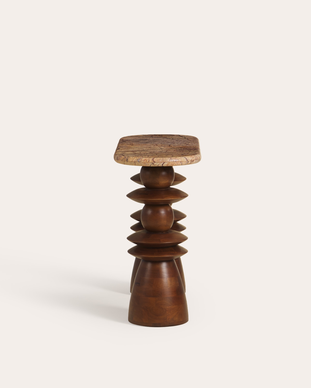 Console d’entrée ovale 110x40 cm en marbre et bois de manguier Erato, image de la gelerie 5