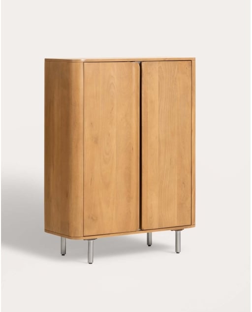 Buffet haut à 2 portes 90x40 cm en bois de manguier et métal Mhuan