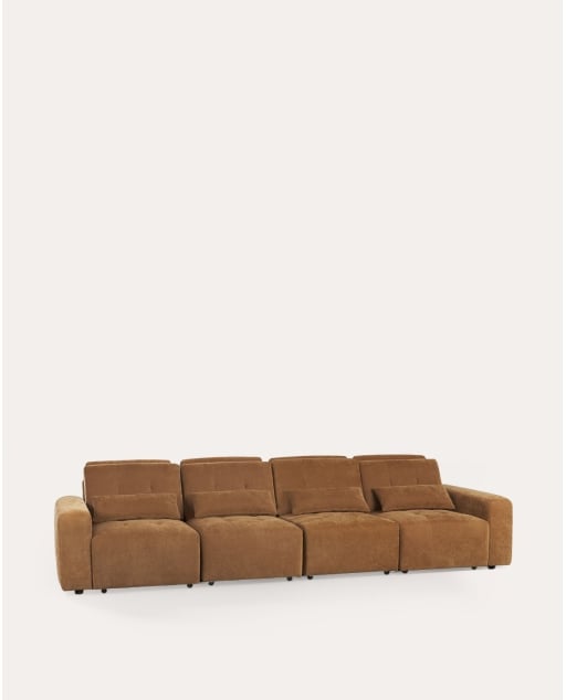 Canapé d'angle inclinable électrique 4 places tissu Gaitan