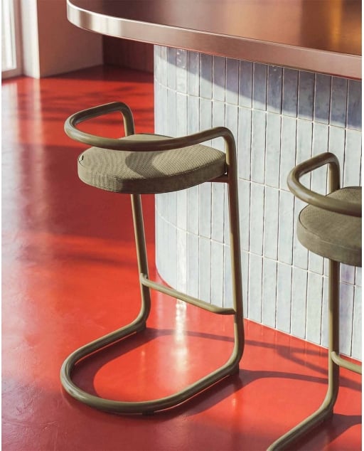 Tabouret Haut (65 cm) en Métal et Tissu Aryo