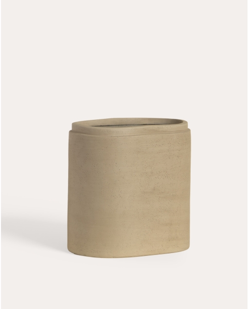 Cache-pot ovale 35x23 cm en ciment Bieito - Beige Seashell