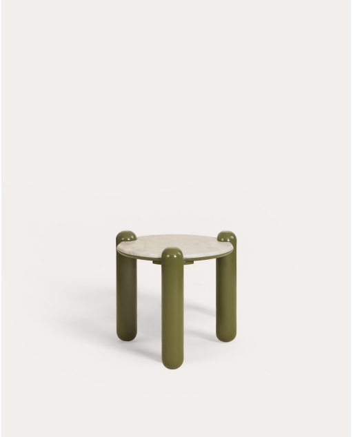 Table d'appoint ronde Ø45cm en marbre Becky - Marbre Blanc Alabaster